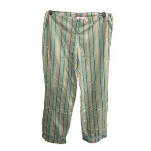 Victorias Secret Womens Pastel Striped Pajama Pants Lace Trim Sz Medium